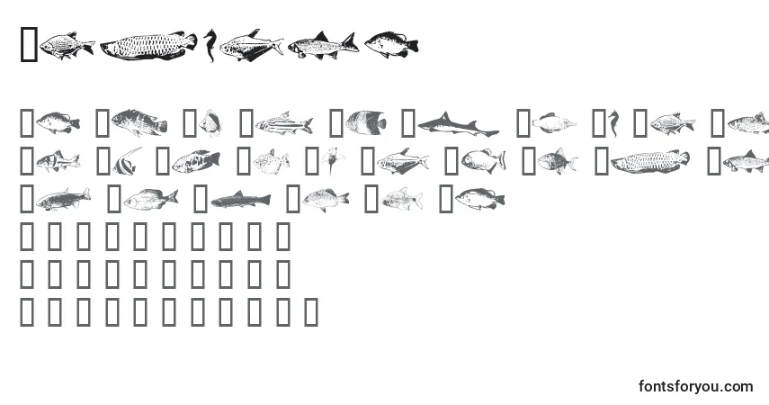 Schriftart Fishpta – Alphabet, Zahlen, spezielle Symbole