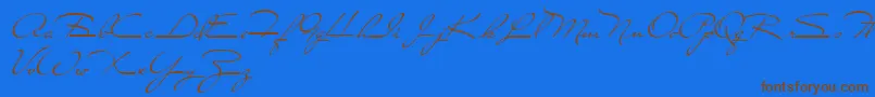 CloseToYou-Schriftart – Braune Schriften auf blauem Hintergrund