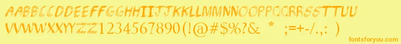 フォントPencilShading – オレンジの文字が黄色の背景にあります。