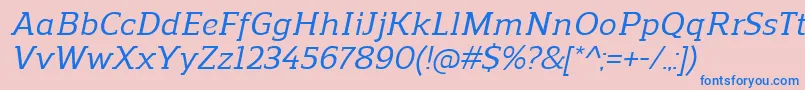 ReganslabMediumitalic-fontti – siniset fontit vaaleanpunaisella taustalla
