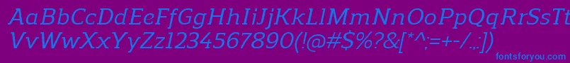 フォントReganslabMediumitalic – 紫色の背景に青い文字