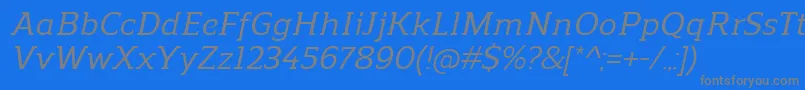フォントReganslabMediumitalic – 青い背景に灰色の文字
