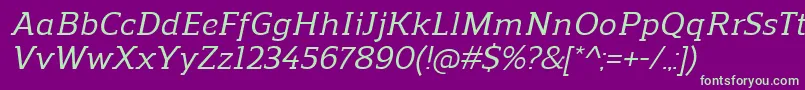 Шрифт ReganslabMediumitalic – зелёные шрифты на фиолетовом фоне