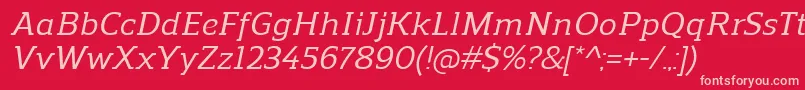 ReganslabMediumitalic Font – Pink Fonts on Red Background