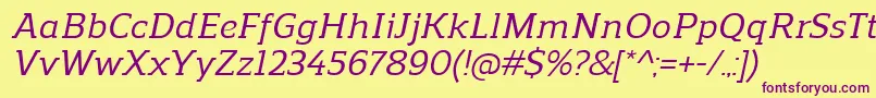 ReganslabMediumitalic-Schriftart – Violette Schriften auf gelbem Hintergrund