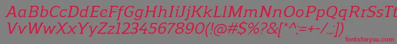 フォントReganslabMediumitalic – 赤い文字の灰色の背景