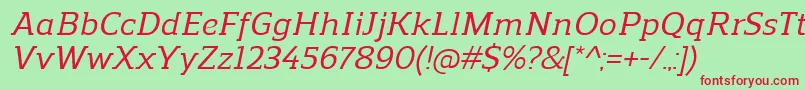 Шрифт ReganslabMediumitalic – красные шрифты на зелёном фоне