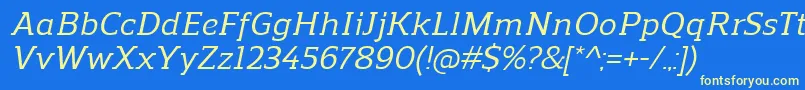 ReganslabMediumitalic Font – Yellow Fonts on Blue Background