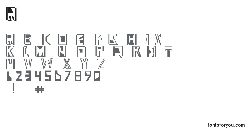 Schriftart Abstract ffy – Alphabet, Zahlen, spezielle Symbole