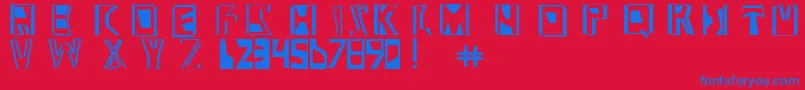 Abstract ffy Font – Blue Fonts on Red Background