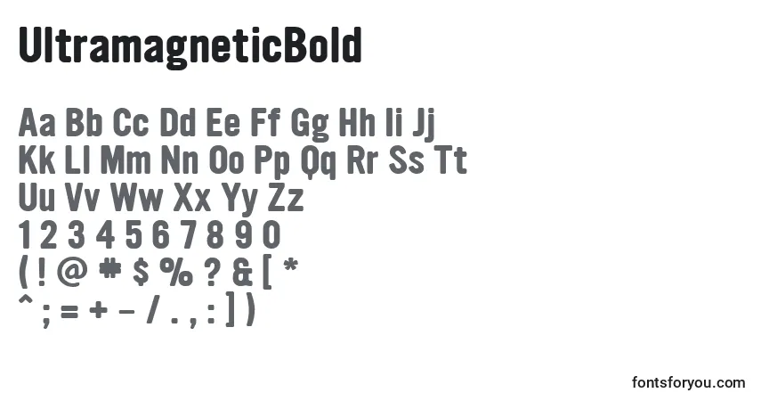 Schriftart UltramagneticBold – Alphabet, Zahlen, spezielle Symbole