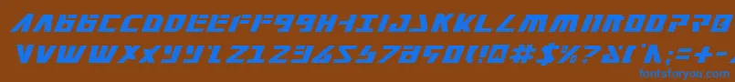 FalconheadItalic-Schriftart – Blaue Schriften auf braunem Hintergrund