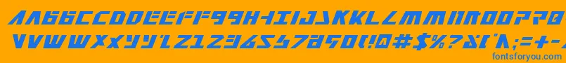 FalconheadItalic-Schriftart – Blaue Schriften auf orangefarbenem Hintergrund