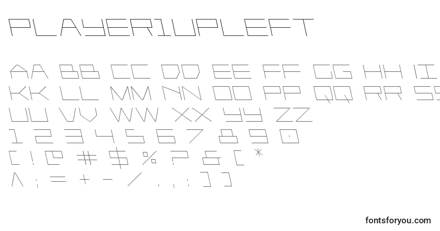 A fonte Player1upleft – alfabeto, números, caracteres especiais