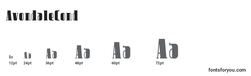 AvondaleCond Font Sizes