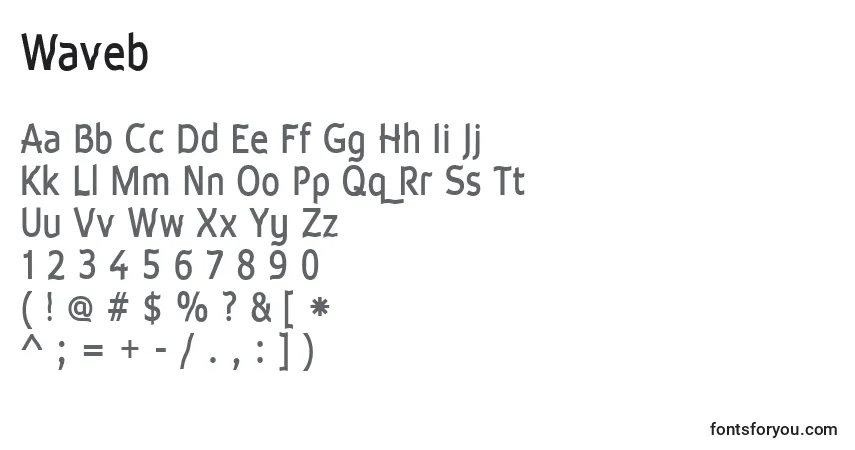 Schriftart Waveb – Alphabet, Zahlen, spezielle Symbole