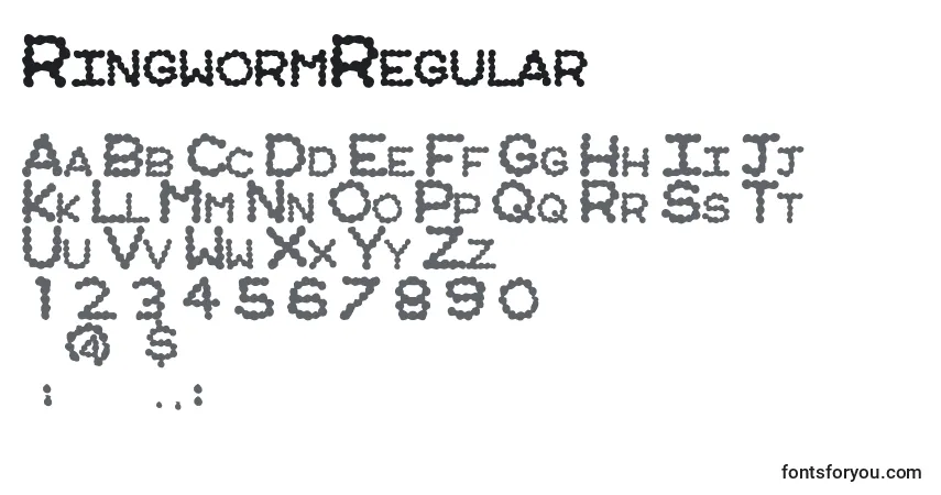 Schriftart RingwormRegular – Alphabet, Zahlen, spezielle Symbole