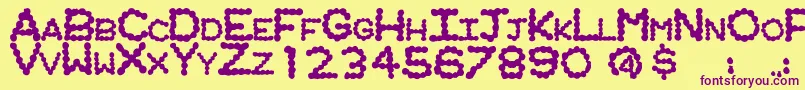 RingwormRegular-Schriftart – Violette Schriften auf gelbem Hintergrund