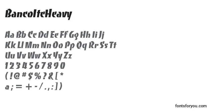 Czcionka BancoItcHeavy – alfabet, cyfry, specjalne znaki