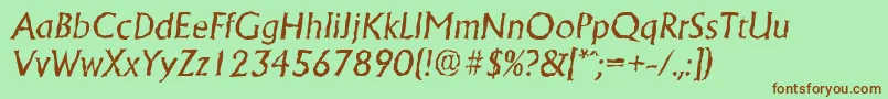 AdelonrandomItalic Font – Brown Fonts on Green Background