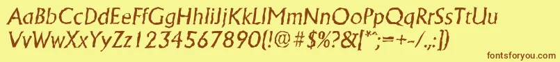 Fonte AdelonrandomItalic – fontes marrons em um fundo amarelo