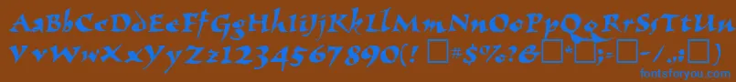 ElbjorgScript Font – Blue Fonts on Brown Background
