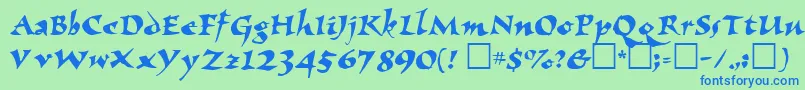 ElbjorgScript Font – Blue Fonts on Green Background