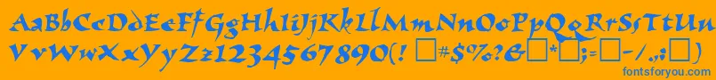 ElbjorgScript Font – Blue Fonts on Orange Background