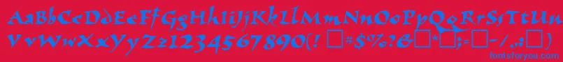 ElbjorgScript Font – Blue Fonts on Red Background