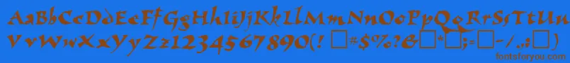 ElbjorgScript Font – Brown Fonts on Blue Background