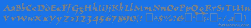 ElbjorgScript Font – Gray Fonts on Blue Background