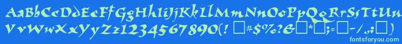 ElbjorgScript Font – Green Fonts on Blue Background