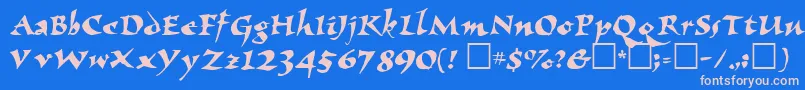 ElbjorgScript Font – Pink Fonts on Blue Background