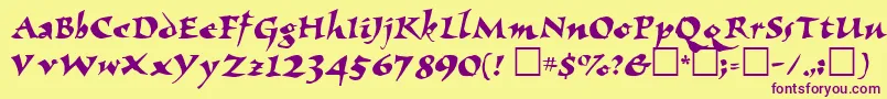 ElbjorgScript Font – Purple Fonts on Yellow Background