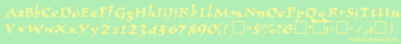 ElbjorgScript Font – Yellow Fonts on Green Background