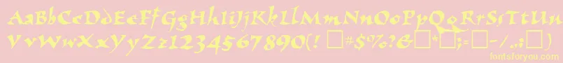 ElbjorgScript Font – Yellow Fonts on Pink Background