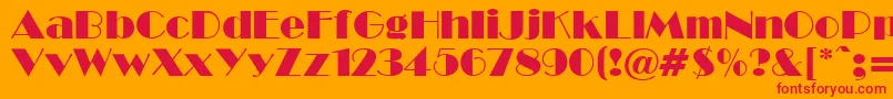 BroadwayCyrillic-Schriftart – Rote Schriften auf orangefarbenem Hintergrund