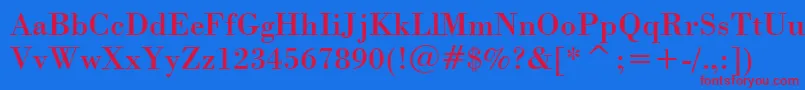 StBodoni-Schriftart – Rote Schriften auf blauem Hintergrund
