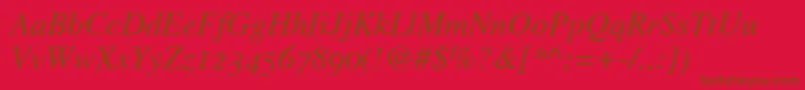 GrecoOldstyleSsiItalicOldStyleFigures Font – Brown Fonts on Red Background