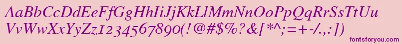 GrecoOldstyleSsiItalicOldStyleFigures Font – Purple Fonts on Pink Background