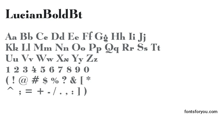Шрифт LucianBoldBt – алфавит, цифры, специальные символы