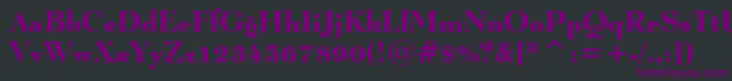 フォントLucianBoldBt – 黒い背景に紫のフォント