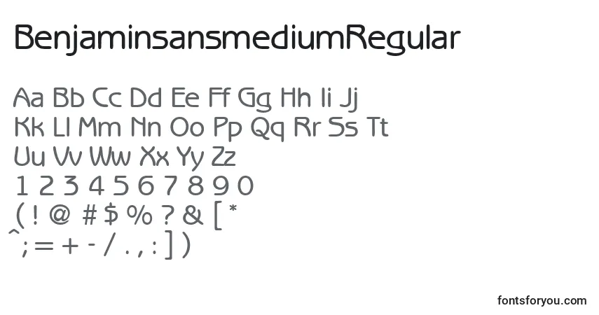 A fonte BenjaminsansmediumRegular – alfabeto, números, caracteres especiais