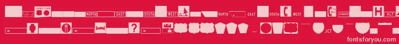 フォントEsriUsMutcd3 – 赤い背景にピンクのフォント