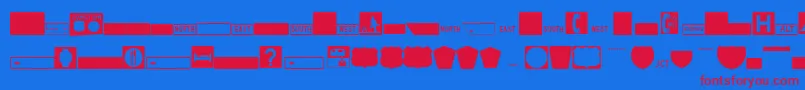 EsriUsMutcd3-Schriftart – Rote Schriften auf blauem Hintergrund