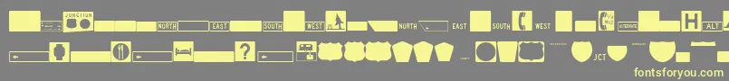 フォントEsriUsMutcd3 – 黄色のフォント、灰色の背景