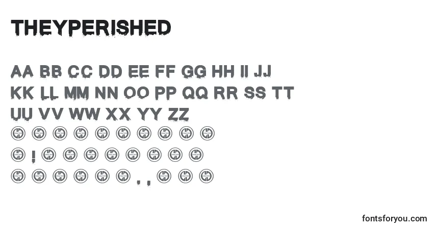 Theyperishedフォント–アルファベット、数字、特殊文字