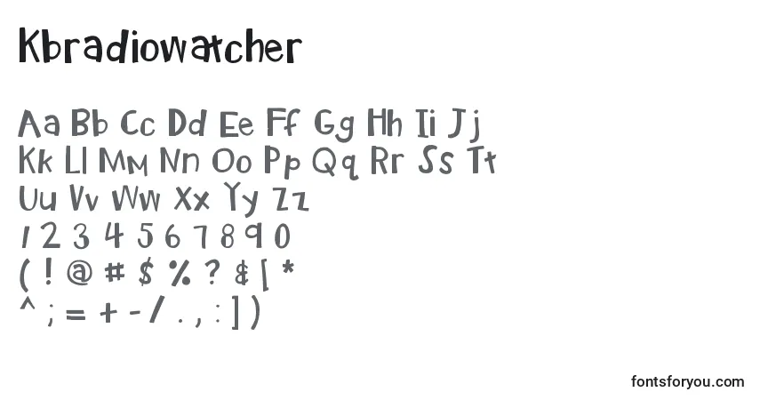 Schriftart Kbradiowatcher – Alphabet, Zahlen, spezielle Symbole