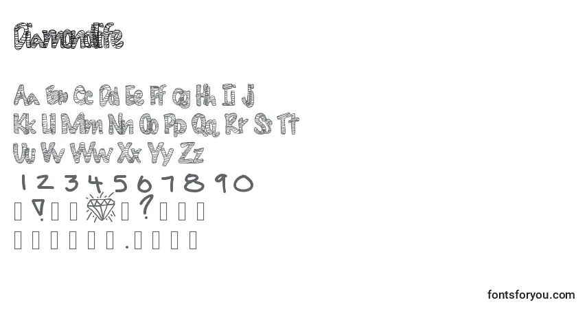 Czcionka Diamondlife – alfabet, cyfry, specjalne znaki