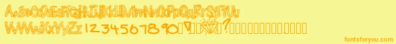 フォントDiamondlife – オレンジの文字が黄色の背景にあります。